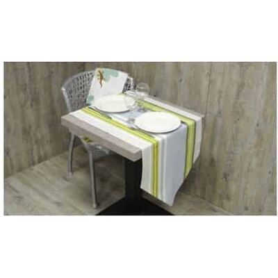 ATELIER DE LA DECO Chemin de table rayé vert avec grenouille - - Publicité ATELIER DE LA DECO Chemin de table rayé vert avec grenouille - - Publicité