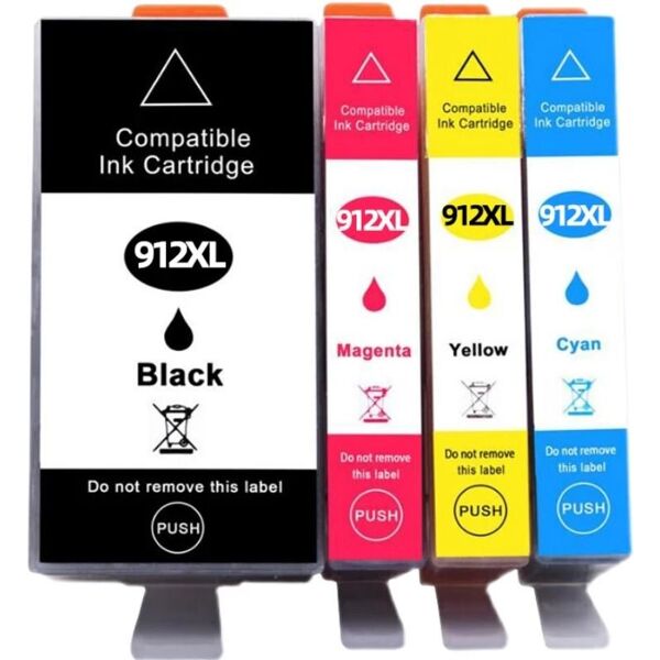 Compatible HP Numero 912 / 912XL, Pack cartouches pour 3YP34AE - 4 couleurs