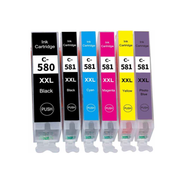 Compatible Canon PIXMA TS8350, Pack cartouches pour 1998C005 (Pack de 6) - 5 couleurs + Bleu