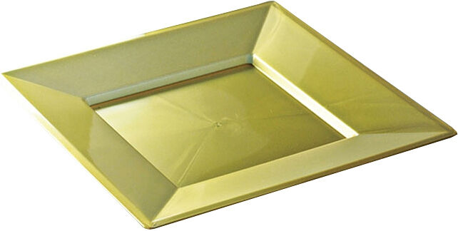 Assiette carrée plastique or Prestige (24 cm) x 12 Assiette carrée plastique or Prestige (24 cm) x 12
