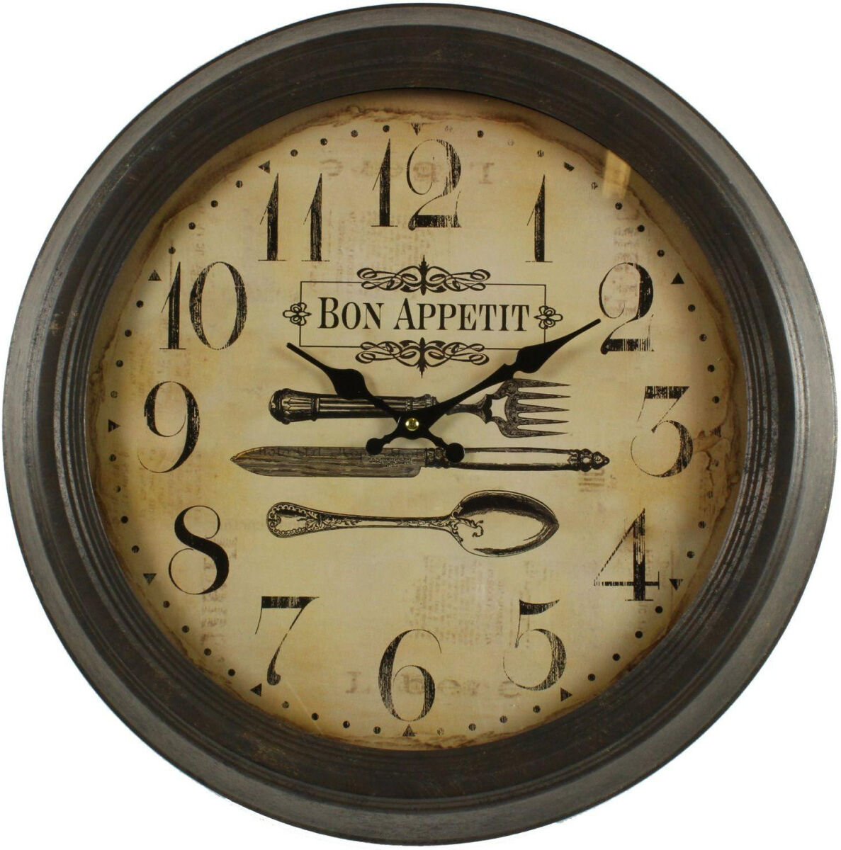 Décoration d'Autrefois Horloge Ancienne Murale Bon Appétit 47cm - Fer - Marron