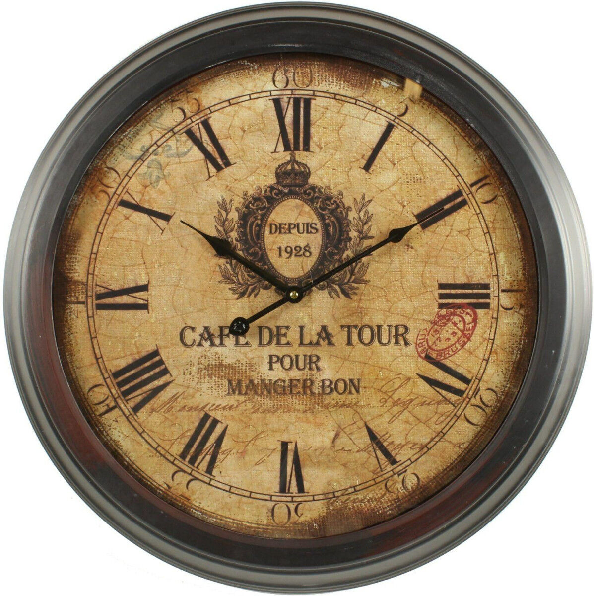 Décoration d'Autrefois Horloge Ancienne Murale Café De La Tour 58cm - Fer - Marron