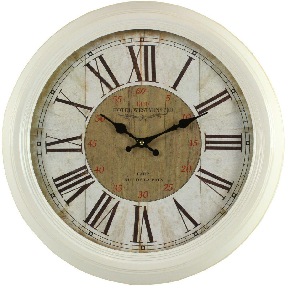 Décoration d'Autrefois Horloge Ancienne Murale Hôtel Westminster 47cm - Fer - Blanc