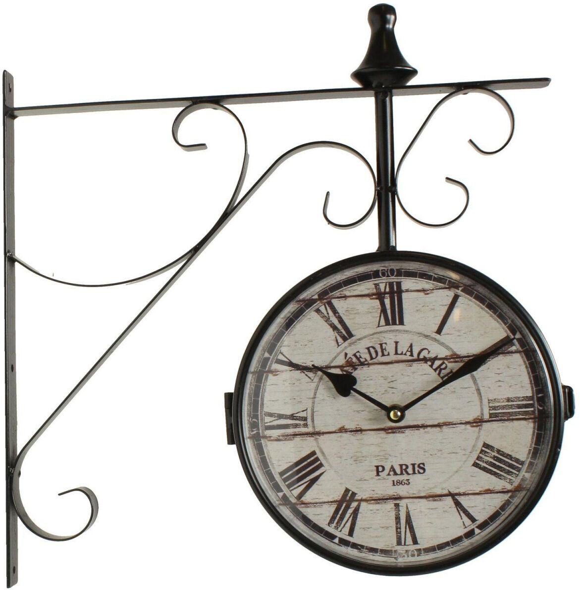 Décoration d'Autrefois Horloge De Gare Ancienne Double Face Café De La Gare 24cm - Fer Forgé - Blanc Décoration d'Autrefois Horloge De Gare Ancienne Double Face Café De La Gare 24cm - Fer Forgé - Blanc