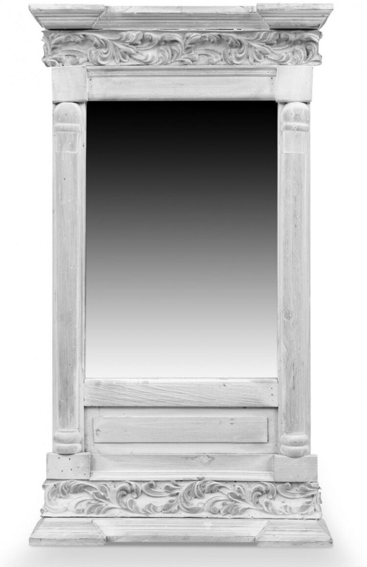 Décoration d'Autrefois Miroir Ancien Rectangulaire Vertical Bois Cerusé Blanc 42x10x75cm Décoration d'Autrefois Miroir Ancien Rectangulaire Vertical Bois Cerusé Blanc 42x10x75cm