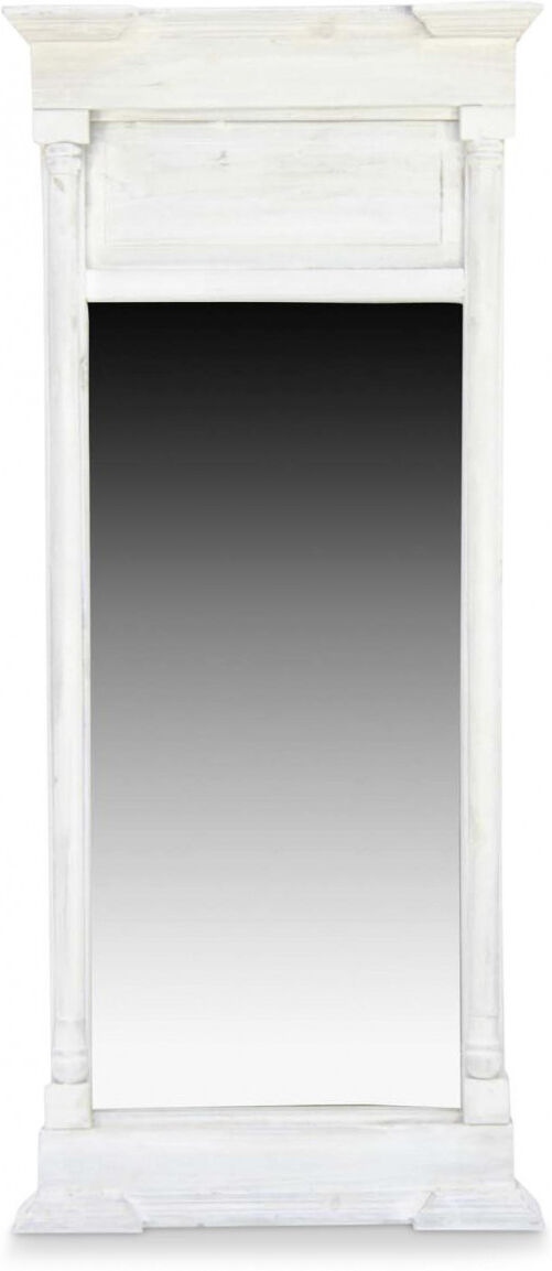 Décoration d'Autrefois Grand Miroir Ancien Rectangulaire Vertical Bois Cerusé Blanc 59x11x136cm Décoration d'Autrefois Grand Miroir Ancien Rectangulaire Vertical Bois Cerusé Blanc 59x11x136cm