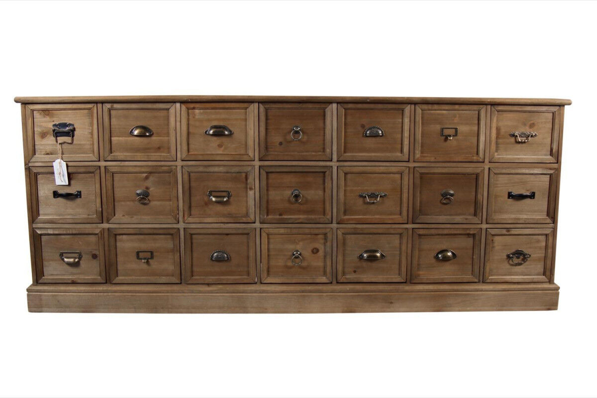Décoration d'Autrefois Meuble Semainier Chiffonnier Grainetier Bois 21 Tiroirs 192x40.5x76cm - Marron Décoration d'Autrefois Meuble Semainier Chiffonnier Grainetier Bois 21 Tiroirs 192x40.5x76cm - Marron