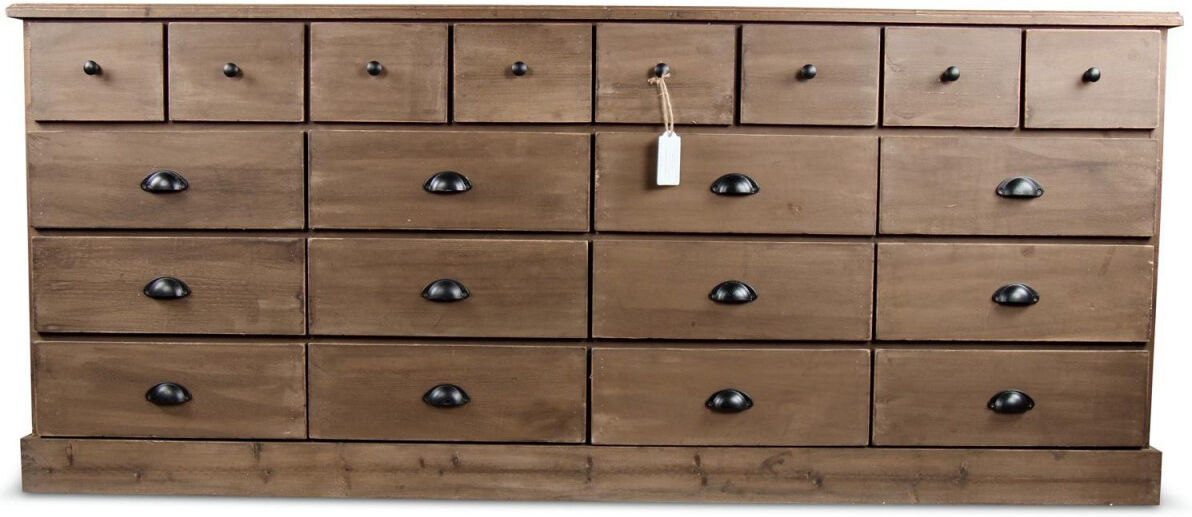 Décoration d'Autrefois Meuble Semainier Chiffonnier Grainetier Bois 20 Tiroirs Marron 199x55x85cm Décoration d'Autrefois Meuble Semainier Chiffonnier Grainetier Bois 20 Tiroirs Marron 199x55x85cm