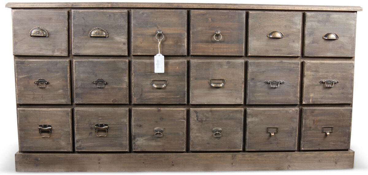 Décoration d'Autrefois Meuble Semainier Chiffonnier Grainetier Bois 18 Tiroirs 170x50x83cm - Marron Décoration d'Autrefois Meuble Semainier Chiffonnier Grainetier Bois 18 Tiroirs 170x50x83cm - Marron