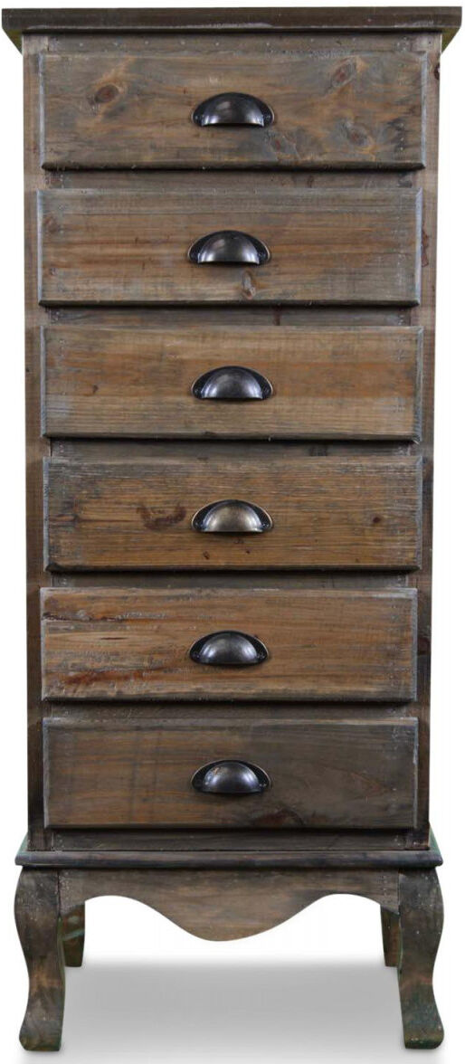 Décoration d'Autrefois Meuble Semainier Chiffonnier Bois 6 Tiroirs 45.5x36x108cm - Marron Décoration d'Autrefois Meuble Semainier Chiffonnier Bois 6 Tiroirs 45.5x36x108cm - Marron