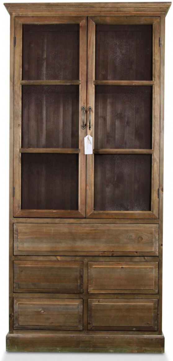 Décoration d'Autrefois Buffet Vaisselier Rangement Bois 5 Tiroirs Nu 81x35x169cm - Marron