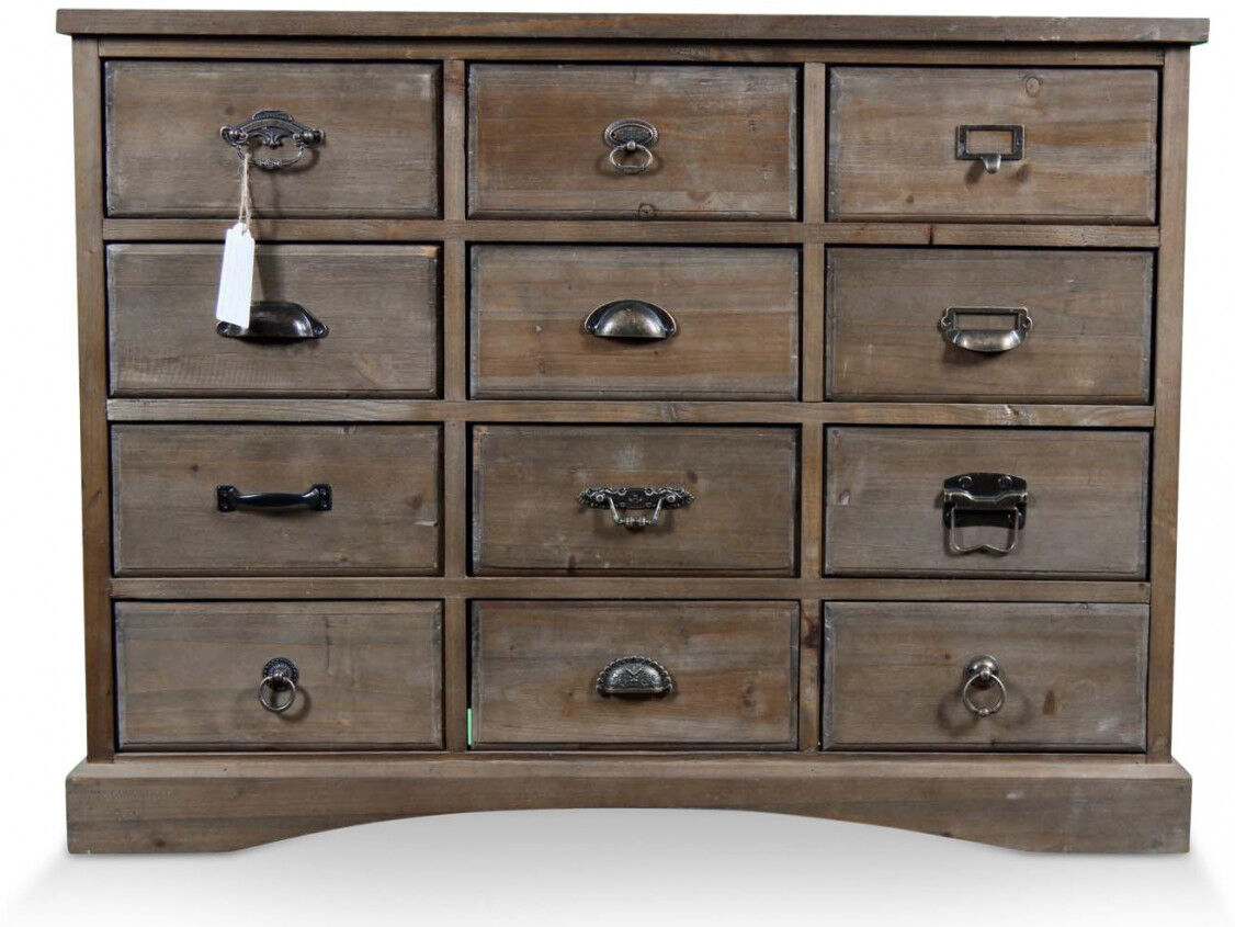 Décoration d'Autrefois Meuble Semainier Chiffonnier Grainetier Bois 12 Tiroirs 101x31.5x75cm - Marron Décoration d'Autrefois Meuble Semainier Chiffonnier Grainetier Bois 12 Tiroirs 101x31.5x75cm - Marron