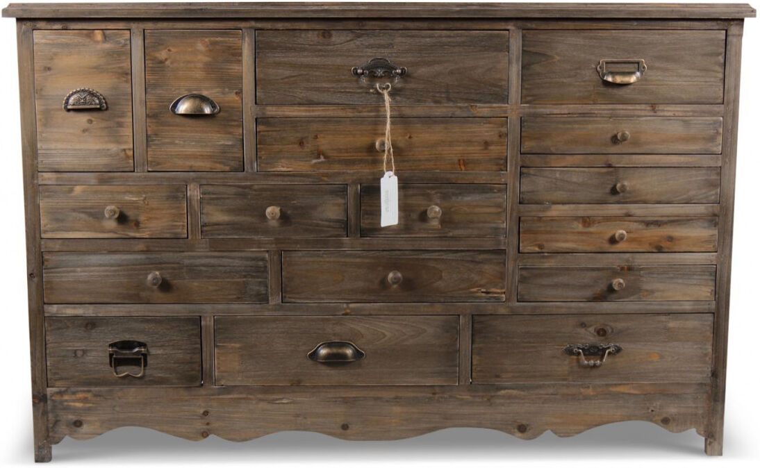 Décoration d'Autrefois Meuble Semainier Chiffonnier Grainetier Bois 17 Tiroirs 124x32.5x78.5cm - Marron Décoration d'Autrefois Meuble Semainier Chiffonnier Grainetier Bois 17 Tiroirs 124x32.5x78.5cm - Marron