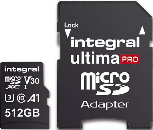 INTEGRAL Carte Micro SDXC Ultima Pro U3 512GB (100MB/s) +Adapt INTEGRAL Carte Micro SDXC Ultima Pro U3 512GB (100MB/s) +Adapt
