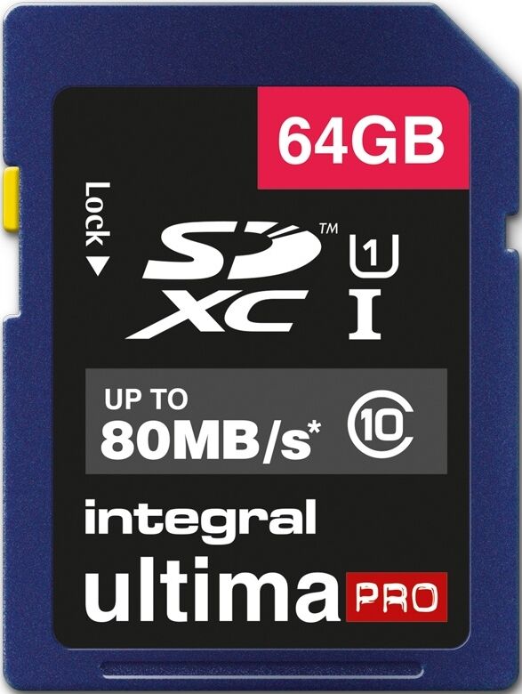 INTEGRAL Carte SDXC Ultima Pro 64GB (80MB/s) (Class 10) INTEGRAL Carte SDXC Ultima Pro 64GB (80MB/s) (Class 10)