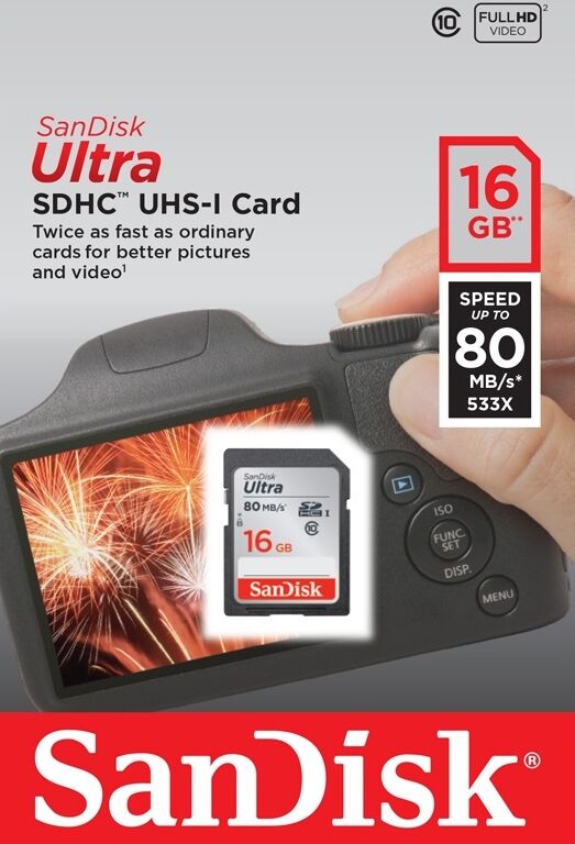 SanDisk Carte SDHC Ultra 16GB UHS-1 (80MB/s) (Class 10) SanDisk Carte SDHC Ultra 16GB UHS-1 (80MB/s) (Class 10)