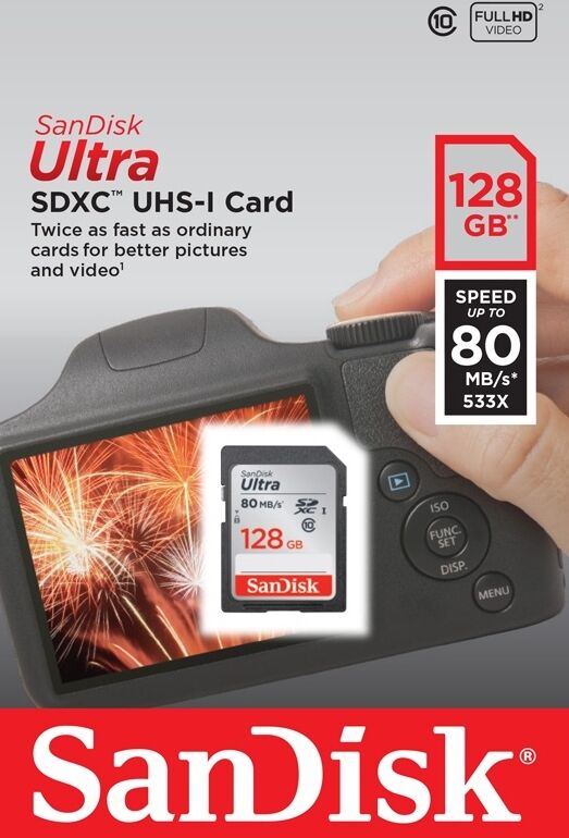 SanDisk Carte SDXC Ultra 128GB UHS-1 (80MB/s) (Class 10)