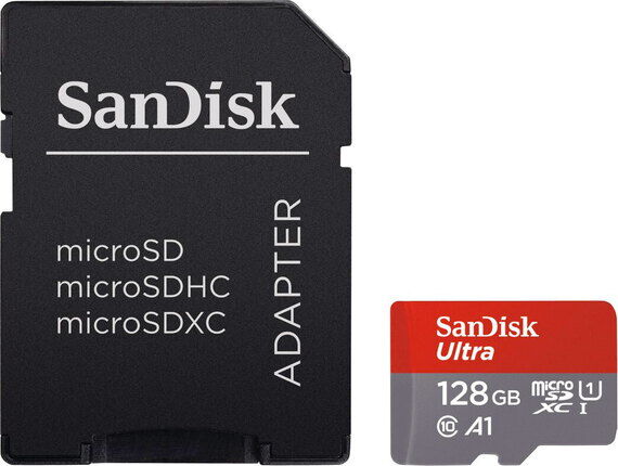 SanDisk Carte Micro SDXC Ultra 128GB (120MB/s) A1 (Class 10)+Adapt SanDisk Carte Micro SDXC Ultra 128GB (120MB/s) A1 (Class 10)+Adapt