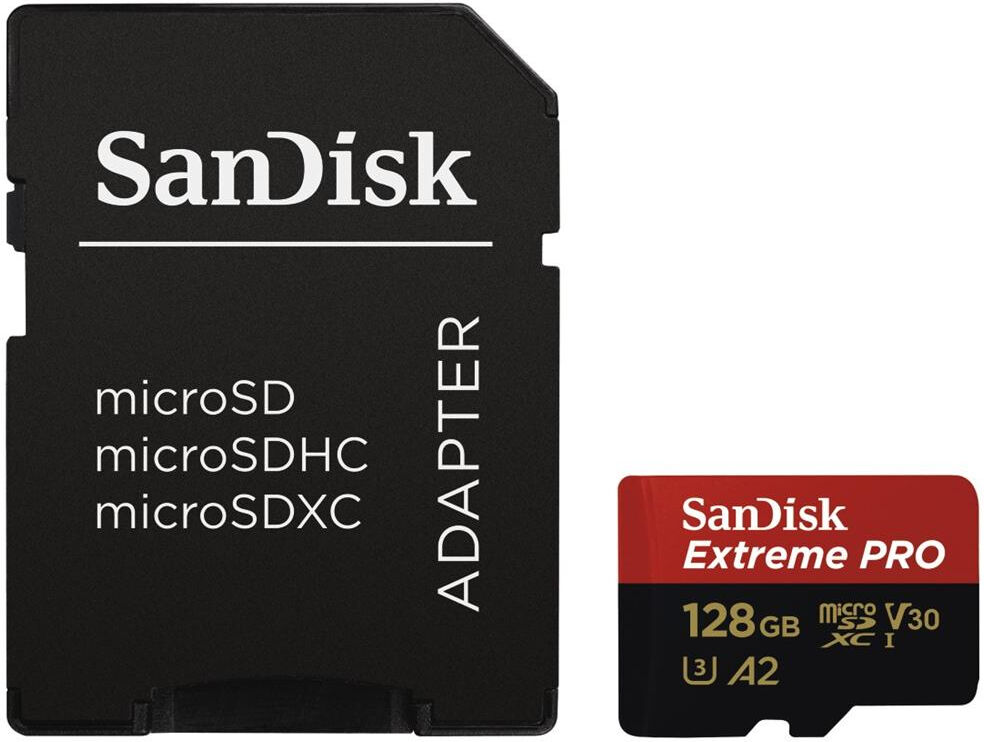 SanDisk Carte Micro SDXC Extreme Pro 128GB V30 A2 (170MB/s)+ Adapt SanDisk Carte Micro SDXC Extreme Pro 128GB V30 A2 (170MB/s)+ Adapt
