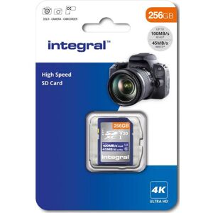 INTEGRAL Carte SD 256GB Classe 10 UHS-I V30 R100 MB/s