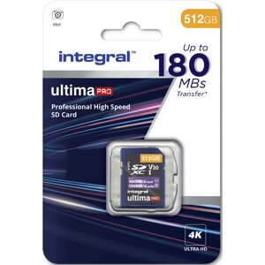 INTEGRAL Carte SD 512GB Classe 10 UHS-I V30 A2 R180/W150 MB/s