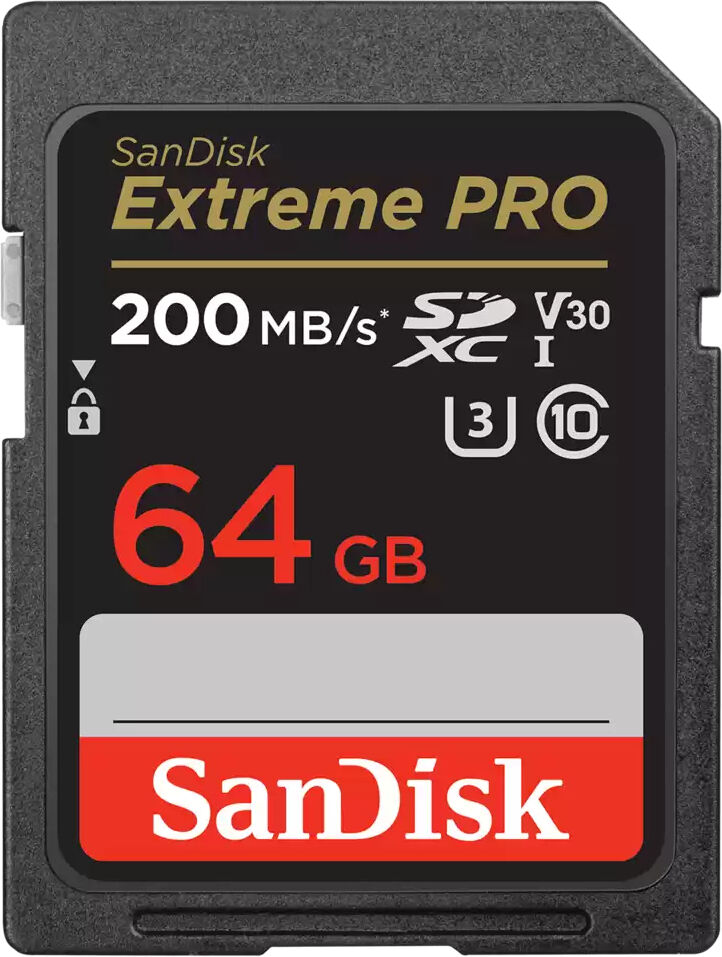 SanDisk Carte SDXC Extreme Pro 64GB V30 UHS-I (200MB/s) (Class 10)