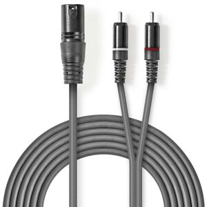 NEDIS Câble Audio XLR 3 Pin Mâle / RCA 3 Pin Mâle 3m
