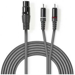 NEDIS Câble Audio XLR 3 Pin Femelle / RCA 3 Pin Mâle 3m