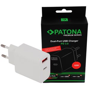 PATONA Chargeur Premium 18W PD QC 3.0 1x USB-C 1x USB-A 5V 3A