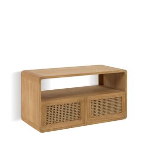 Kave Home Sabiela - Meuble de salle de bain 2 tiroirs, 1 niche en bois et cannage L86cm - Couleur - Bois clair