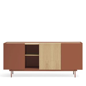 Teulat Otto - Buffet 3 portes, 3 tiroirs en bois L180 cm - Couleur - Rouge brique