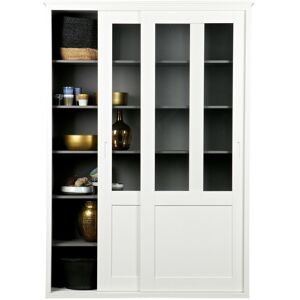 Woood Vince - Vaisselier en bois 2 portes coulissantes - Couleur - Blanc