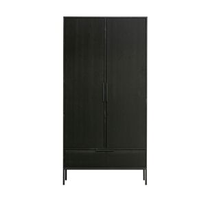 Woood Adam - Armoire 2 portes 1 tiroir en bois - Couleur - Noir