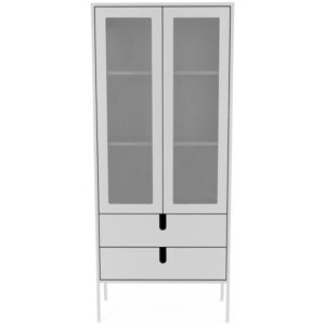 Tenzo Uno - Vitrine en bois 2 portes 2 tiroirs H178cm - Couleur - Blanc