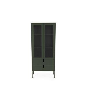 Tenzo Uno - Vitrine en bois 2 portes 2 tiroirs H178cm - Couleur - Vert kaki