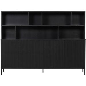 Woood New Gravure - Buffet en bois 7 niches L200cm - Couleur - Noir