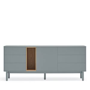 Teulat Corvo - Buffet 1 porte 6 tiroirs en bois L180cm - Couleur - Gris clair