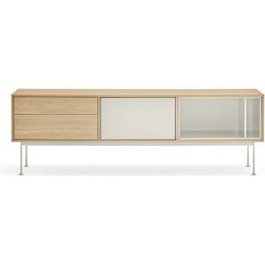 Teulat Yoko - Meuble tv 1 porte 2 tiroirs en bois L180cm - Couleur - Blanc