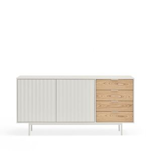 Teulat Sierra - Buffet en bois 2 portes 4 tiroirs L159,2cm - Couleur - Blanc