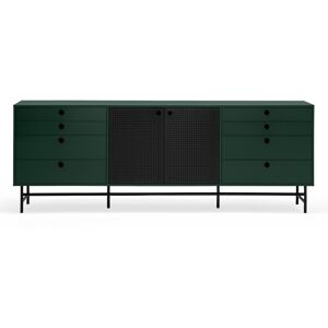 Teulat Punto - Buffet en bois 2 portes 8 tiroirs L212cm - Couleur - Vert forêt