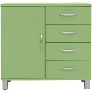 Tenzo Malibu - Buffet vintage 1 porte 4 tiroirs L98cm - Couleur - Vert