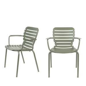 Zuiver Vondel - Lot de 2 fauteuils de jardin en métal - Couleur - Vert de gris