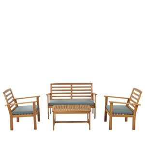 No name Kimo - Salon de jardin 1 canapé, 2 fauteuils et 1 table basse en bois d'acacia - Couleur - Vert