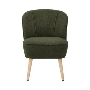 No name Douve - Fauteuil en tissu bouclette et bois - Couleur - Vert kaki