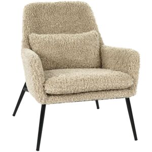 Pomax Hailey - Fauteuil en tissu bouclette et métal - Couleur - Beige