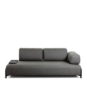 Kave Home Compo - Canapé 3 places en tissu avec plateau - Couleur - Gris foncé