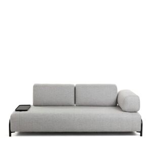 Kave Home Compo - Canapé 3 places en tissu avec plateau - Couleur - Gris clair