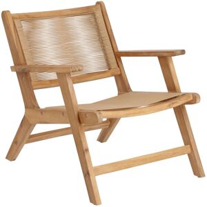 Kave Home Geralda - Fauteuil de jardin en bois et résine tressée - Couleur - Bois clair