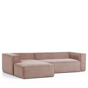 Kave Home Blok - Canapé d'angle 3 places en velours avec méridienne gauche - Couleur - Vieux rose