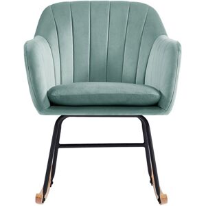 No name Ranua - Rocking-chair en velours et bois - Couleur - Vert d'eau